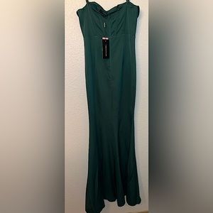 Emerald Green Corset Draped Strappy Bridesmaid Dress